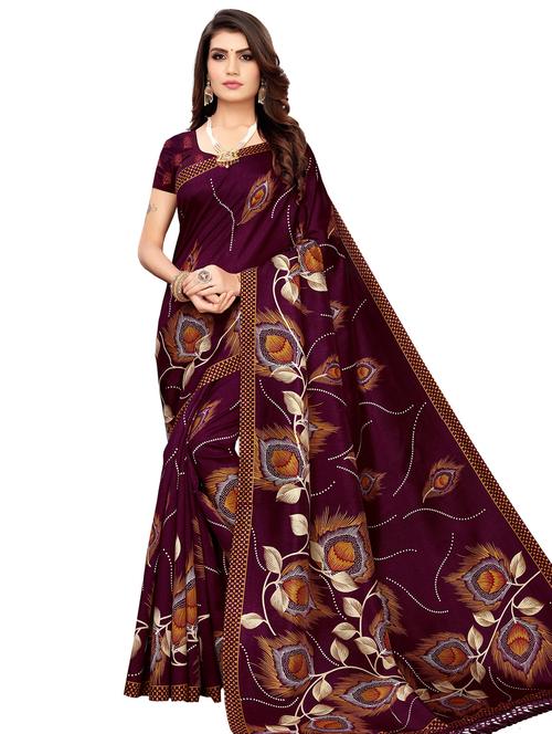 floral printed saree with blouse - 17551023 - Very Small Image - 1