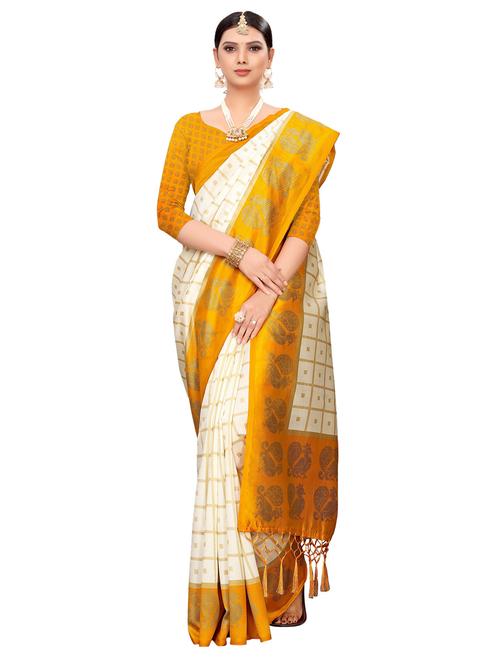 checkered printed saree with blouse - 17551024 - Very Small Image - 1