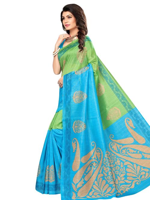paisley printed saree with blouse - 17551044 - Very Small Image - 1