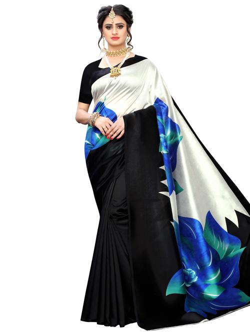 floral printed saree with blouse - 17551074 - Very Small Image - 1