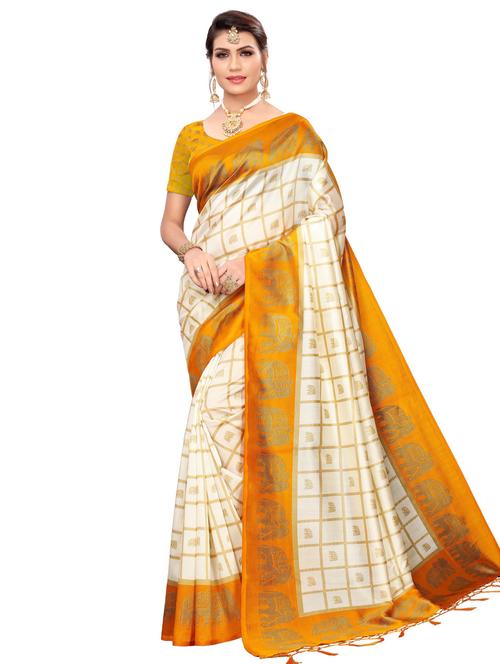 checkered printed saree with blouse - 17551085 - Very Small Image - 1