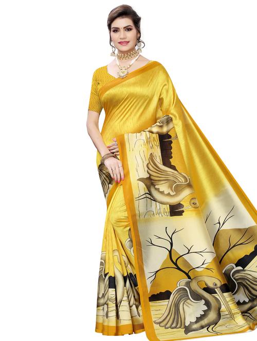 conversational printed saree with blouse - 17551086 - Very Small Image - 1
