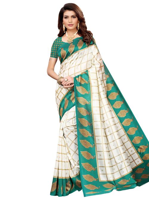 checkered printed saree with blouse - 17551087 - Very Small Image - 1