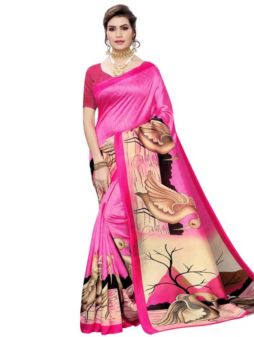 conversational printed saree with blouse - 17551092 - Very Small Image - 1