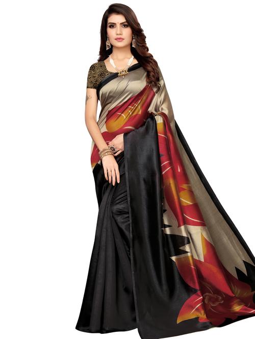 floral printed saree with blouse - 17551097 - Very Small Image - 1