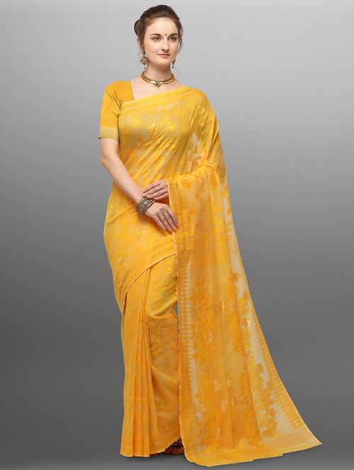 self design jamdani saree with blouse - 17551243 - Very Small Image - 1