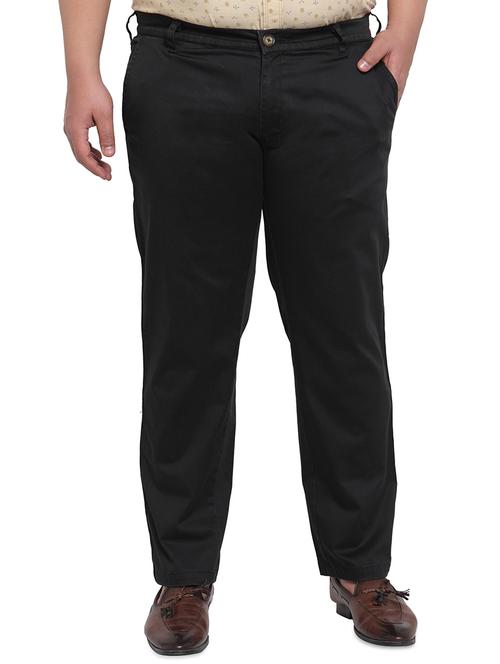 pluss black solid chinos - 17551274 - Very Small Image - 1