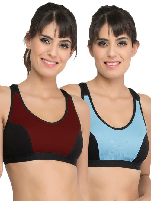 set of 2 color block sports bra - 17551567 - Very Small Image - 1