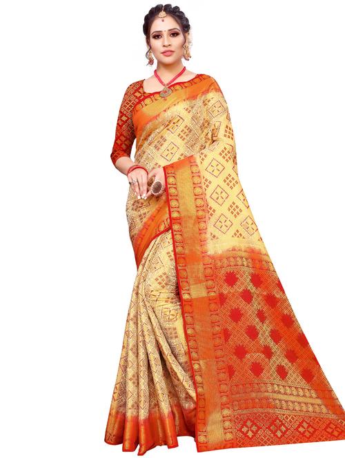 self design kanjivaram saree with blouse - 17552248 - Very Small Image - 1