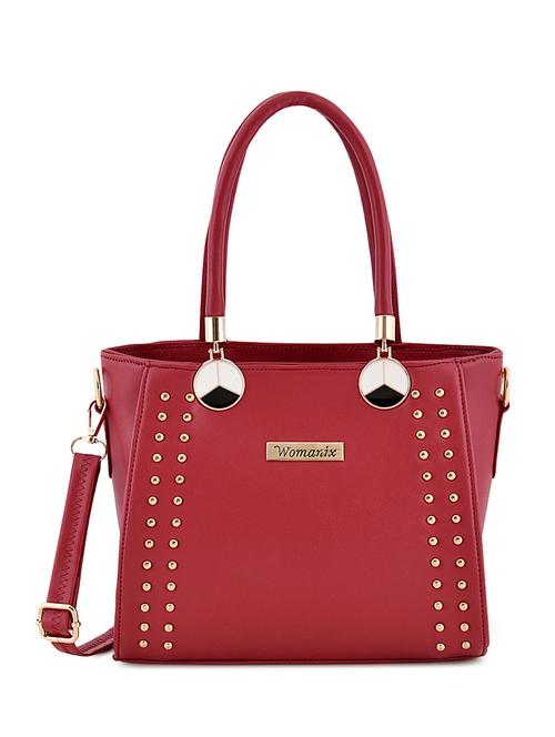 maroon leatherette (pu) handbag - 17552306 - Very Small Image - 1