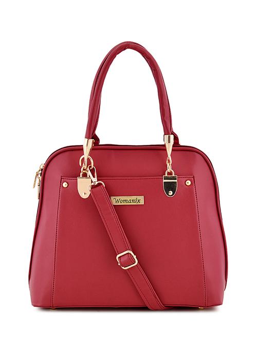 maroon leatherette (pu) handbag - 17552309 - Very Small Image - 1