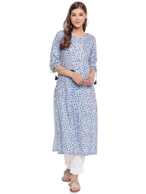bandhani print straight kurta - 17552445 - Very Small Image - 1
