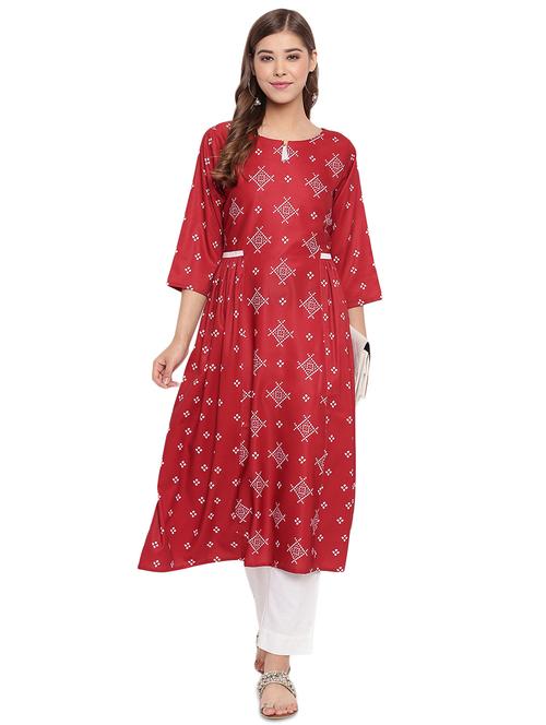 bandhani a-line kurta - 17552446 - Very Small Image - 1