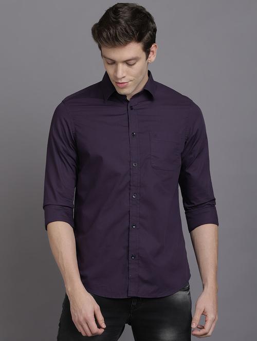 purple solid casual shirt - 17552455 - Very Small Image - 1