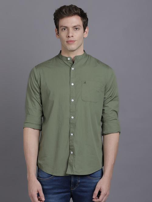 green solid casual shirt - 17552457 - Very Small Image - 1