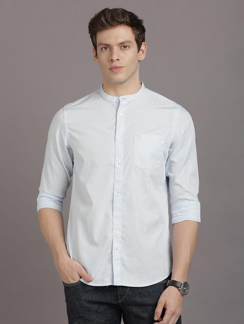 light blue solid casual shirt - 17552467 - Very Small Image - 1