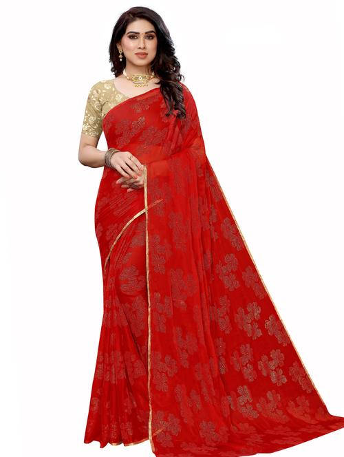 lace border embellished saree with blouse - 17553837 - Very Small Image - 1