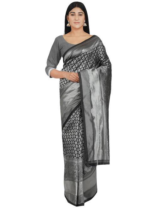 floral banarasi saree with blouse - 17553887 - Very Small Image - 1