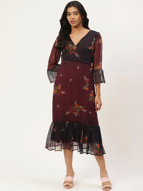 flute sleeves floral dress - 17553987 - Very Small Image - 1