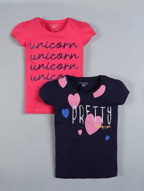 set of 2 multi colored cotton regular tee - 17554101 - Very Small Image - 1