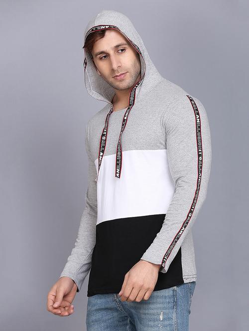 color block cut & sew hooded t-shirts - 17554267 - Very Small Image - 1