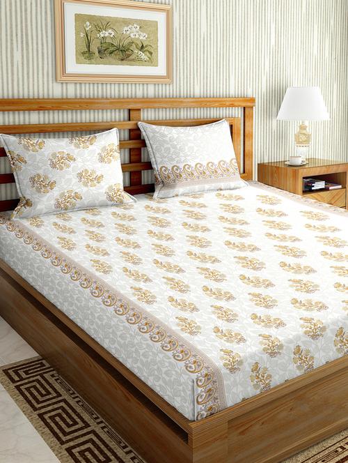 the oscar collection double bedsheet set super king size 180 tc cotton orange colour - 17554475 - Very Small Image - 1