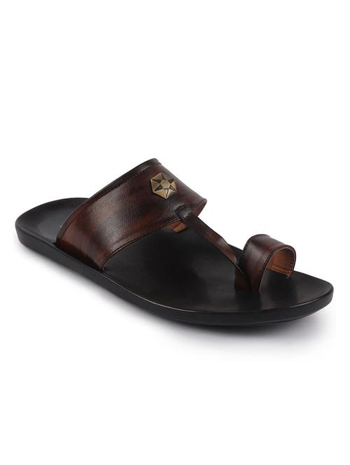 brown pu slip on slippers - 17554512 - Very Small Image - 1