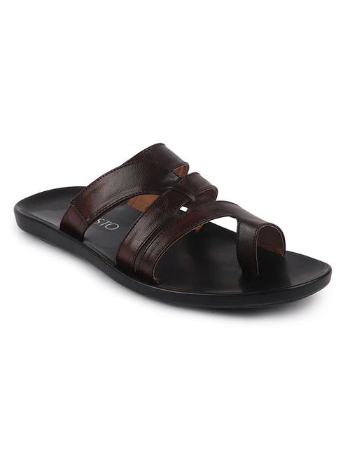 brown pu slip on slippers - 17554521 - Very Small Image - 1