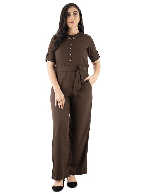 tie front full leg jumpsuit - 17554936 - Very Small Image - 1