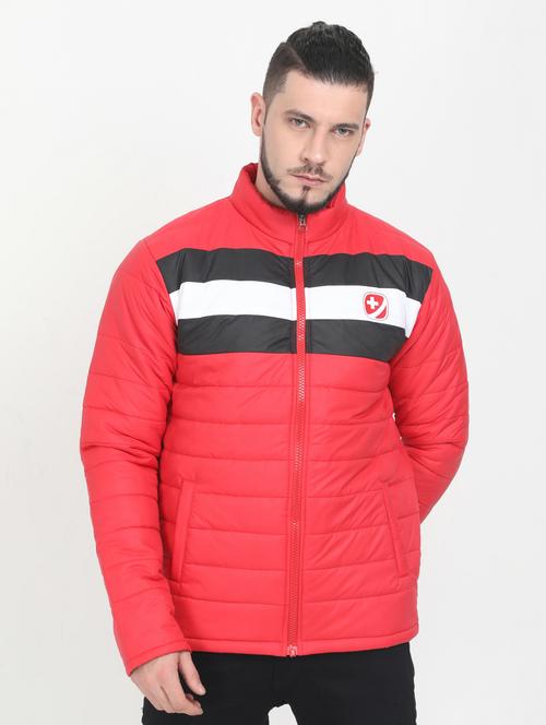 red color block quilted jacket - 17555004 - Very Small Image - 1