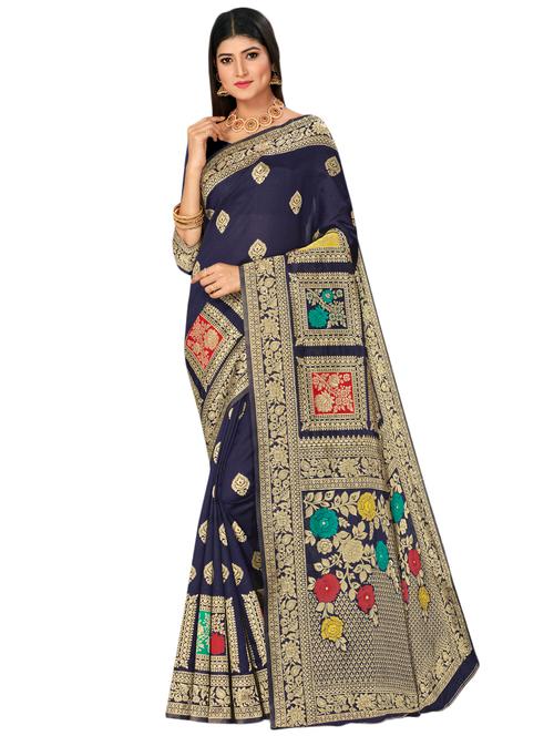 jacquard banarasi saree with blouse - 17555063 - Very Small Image - 1