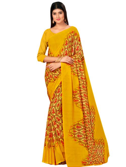 floral printed saree with blouse - 17555069 - Very Small Image - 1