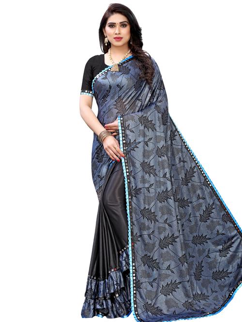 floral printed saree with blouse - 17555114 - Very Small Image - 1