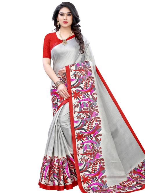 conversational printed saree with blouse - 17555132 - Very Small Image - 1