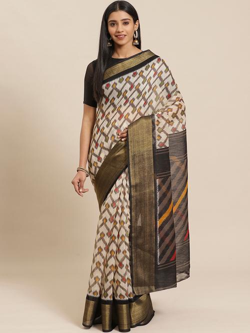 ikat printed saree - 17555184 - Very Small Image - 1
