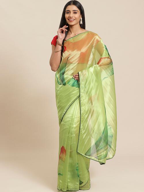 floral printed saree with blouse - 17555211 - Very Small Image - 1