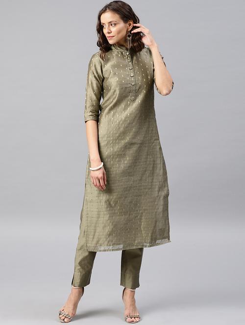 zari work chanderi straight kurta - 17555368 - Very Small Image - 1