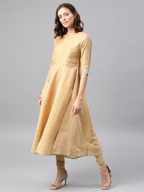 zari work chanderi anarkali kurta - 17555374 - Very Small Image - 1