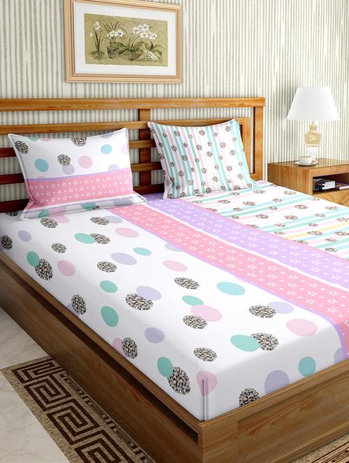 mysterious double bedsheet set king size 180 tc cotton multi colour - 17555596 - Very Small Image - 1