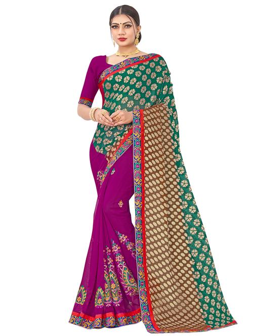printed half & half saree - 17555678 - Very Small Image - 1