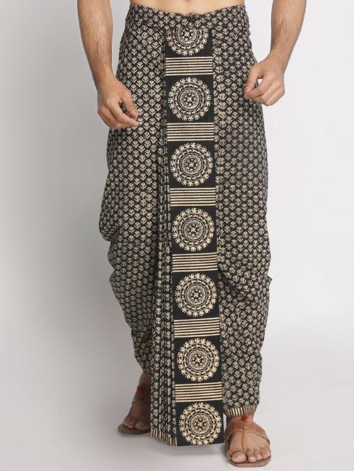 black printed dhoti - 17555751 - Very Small Image - 1