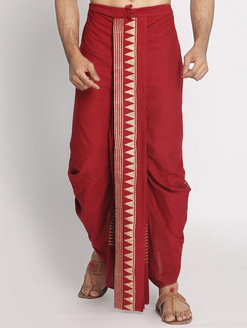 maroon printed dhoti - 17555754 - Very Small Image - 1