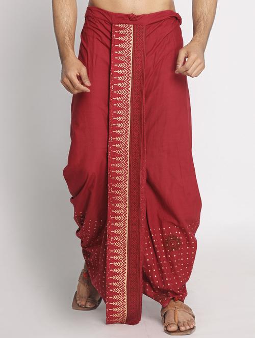 maroon printed dhoti - 17555756 - Very Small Image - 1