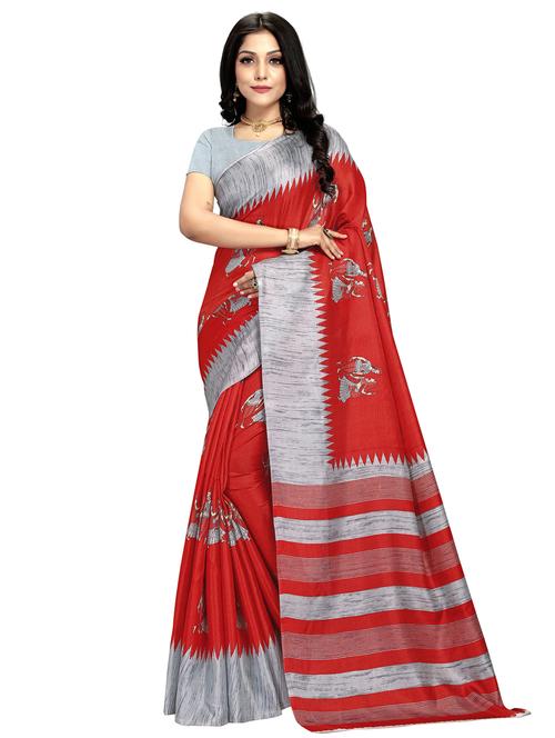 madhubani printed saree with blouse - 17555850 - Very Small Image - 1