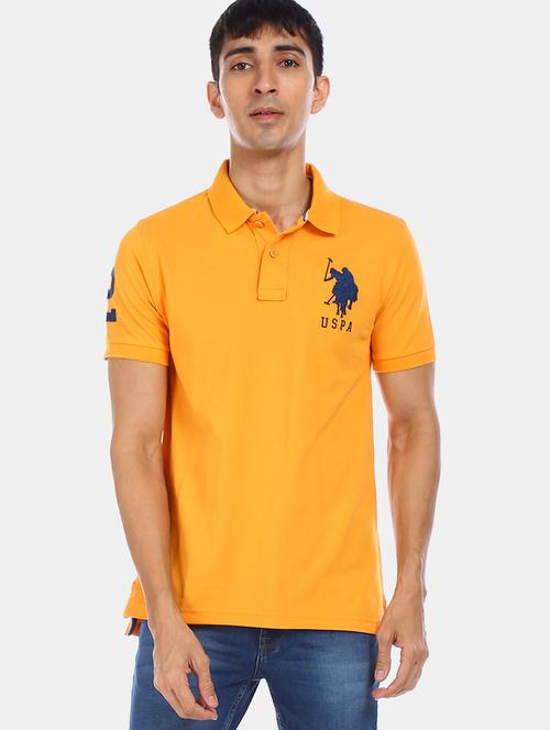 orange printed polo t-shirt - 17555898 - Very Small Image - 1