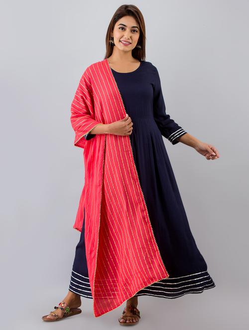 solid kurta dupatta set - 17556939 - Very Small Image - 1