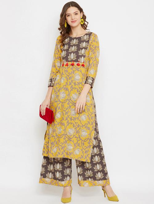 floral kurta palazzo set - 17556972 - Very Small Image - 1