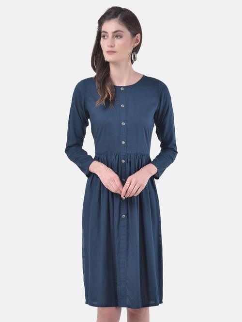 gather detail fit & flare dress - 17557236 - Very Small Image - 1
