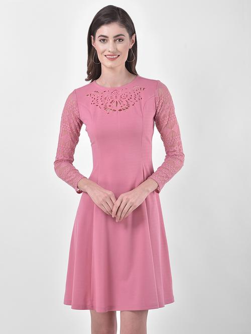 cut work detail fit & flare dress - 17557245 - Very Small Image - 1