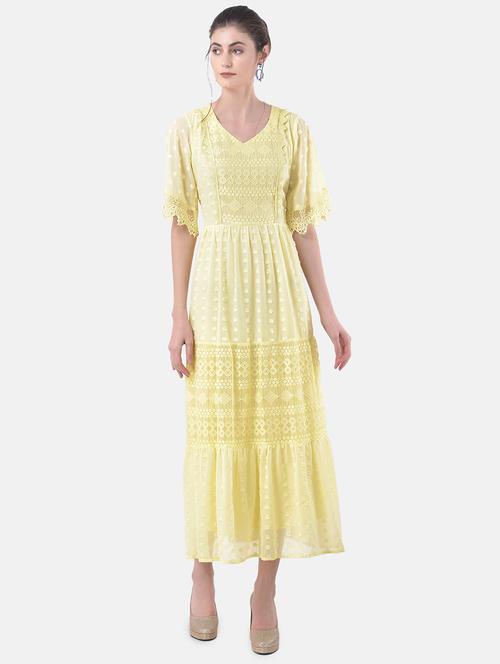 v-neck laced maxi dress - 17557277 - Very Small Image - 1